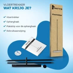 WITTS Luxe Douchewisser - Roestvrij - Vloertrekker Met Steel - Zwart - Vloerwisser Badkamer -Huishoudelijke Benodigdheden 1200x1200 567