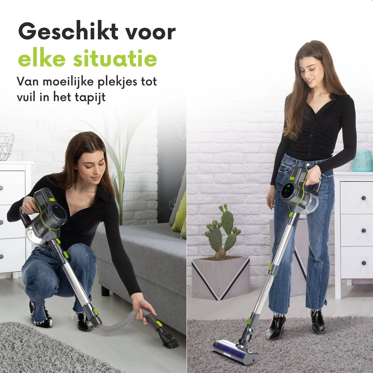 Qoncillio® Steelstofzuiger - Draadloos - Dweilfunctie - Digitaal Display - Stofzuiger & Kruimelzuiger Zonder Zak 2 Qoncillio® Steelstofzuiger - Draadloos - Dweilfunctie - Digitaal Display - Stofzuiger & Kruimelzuiger Zonder Zak - Afbeelding 2