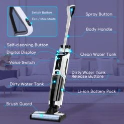 Aigostar 3 In 1 Vloerreiniger - Stofzuiger En Dweilen In 1 - Steelstofzuiger Met Dweilfunctie - Dweilapparaat Draadloos - Whale 33ZDR -Huishoudelijke Benodigdheden 1200x1200 660