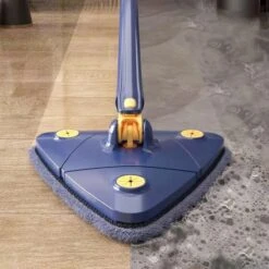 EasyClean - Dweil - Mop - Dweilsysteem - Dweilset - Vloertrekker Met Steel - Vloermop - Vloertrekker - Vloerwisser - Mopset - 360 Graden Schoonmaak - Dweil Met Wringer - Blauw - In Hoogte Verstelbaar - Driehoekig - 3 Gratis Microvezelschoonmaakdoeken