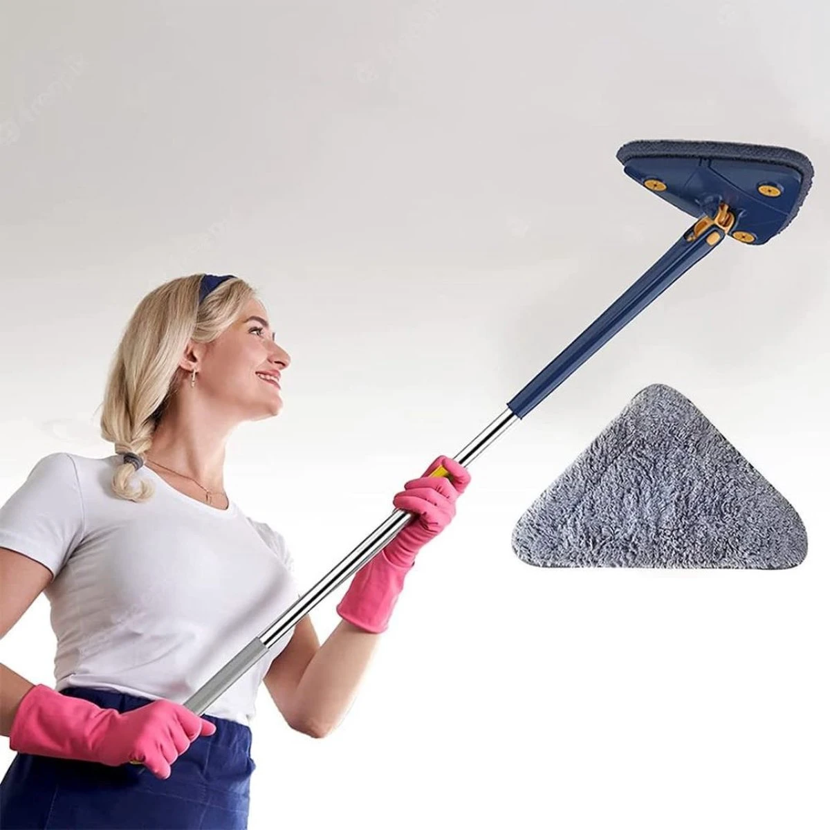 EasyClean - Dweil - Mop - Dweilsysteem - Dweilset - Vloertrekker Met Steel - Vloermop - Vloertrekker - Vloerwisser - Mopset - 360 Graden Schoonmaak - Dweil Met Wringer - Blauw - In Hoogte Verstelbaar - Driehoekig - 3 Gratis Microvezelschoonmaakdoeken 2 EasyClean - Dweil - Mop - Dweilsysteem - Dweilset - Vloertrekker Met Steel - Vloermop - Vloertrekker - Vloerwisser - Mopset - 360 Graden Schoonmaak - Dweil Met Wringer - Blauw - In Hoogte Verstelbaar - Driehoekig - 3 Gratis Microvezelschoonmaakdoeken - Afbeelding 2