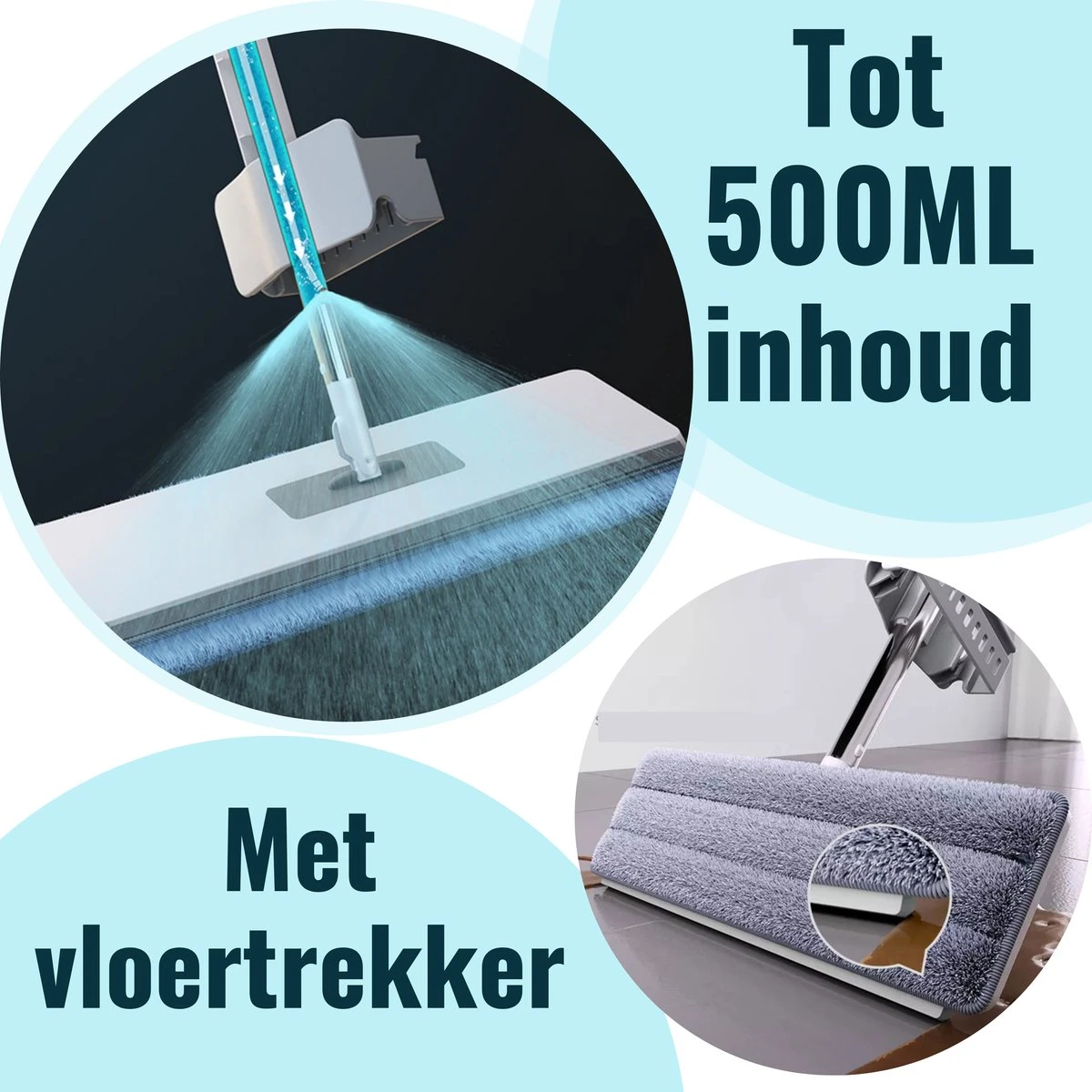 Powarkleen - Vloerwisser Met Spray - Incl. 2 Microvezel Doeken 2 Powarkleen - Vloerwisser Met Spray - Incl. 2 Microvezel Doeken - Afbeelding 2