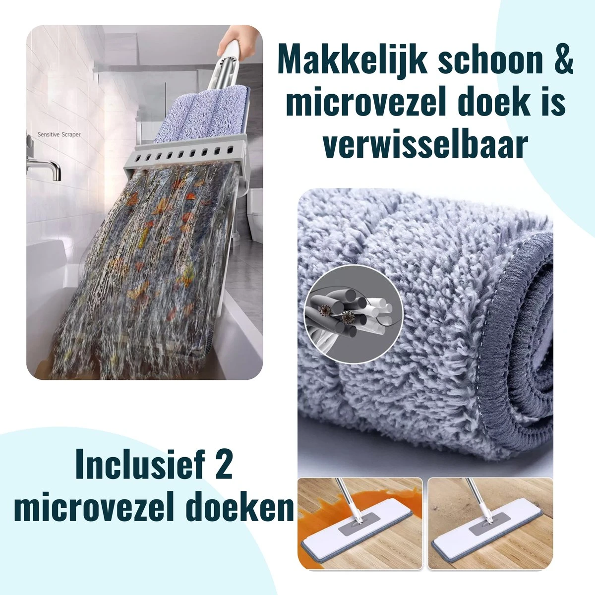 Powarkleen - Vloerwisser Met Spray - Incl. 2 Microvezel Doeken 6 Powarkleen - Vloerwisser Met Spray - Incl. 2 Microvezel Doeken - Afbeelding 6