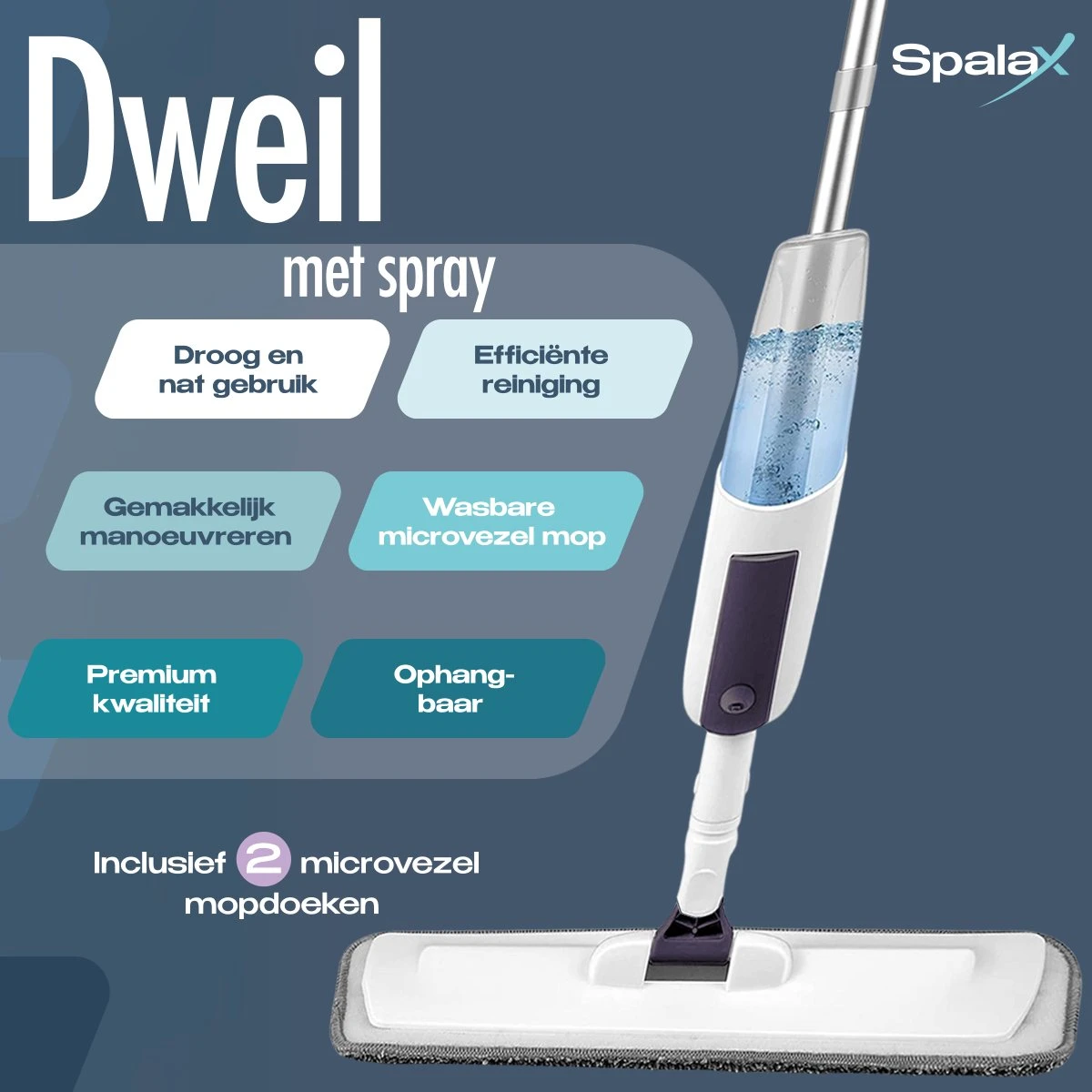 Spalax Dweil - Mop - Dweilsysteem - Vloerwisser Badkamer - Dweilset - Mopset - Vloermop 5 Spalax Dweil - Mop - Dweilsysteem - Vloerwisser Badkamer - Dweilset - Mopset - Vloermop - Afbeelding 5