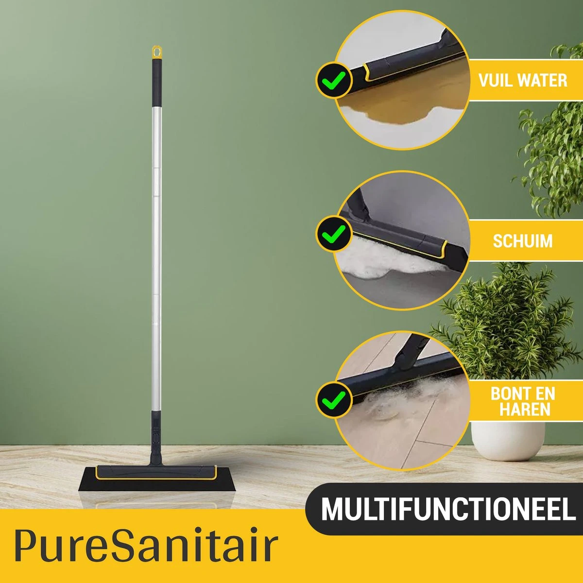 PureSanitair Vloertrekker – Vloerwisser - Raamwisser – Vloertrekker Met Steel – Raamtrekker – Ramenwisser 2 PureSanitair Vloertrekker – Vloerwisser - Raamwisser – Vloertrekker Met Steel – Raamtrekker – Ramenwisser - Afbeelding 2