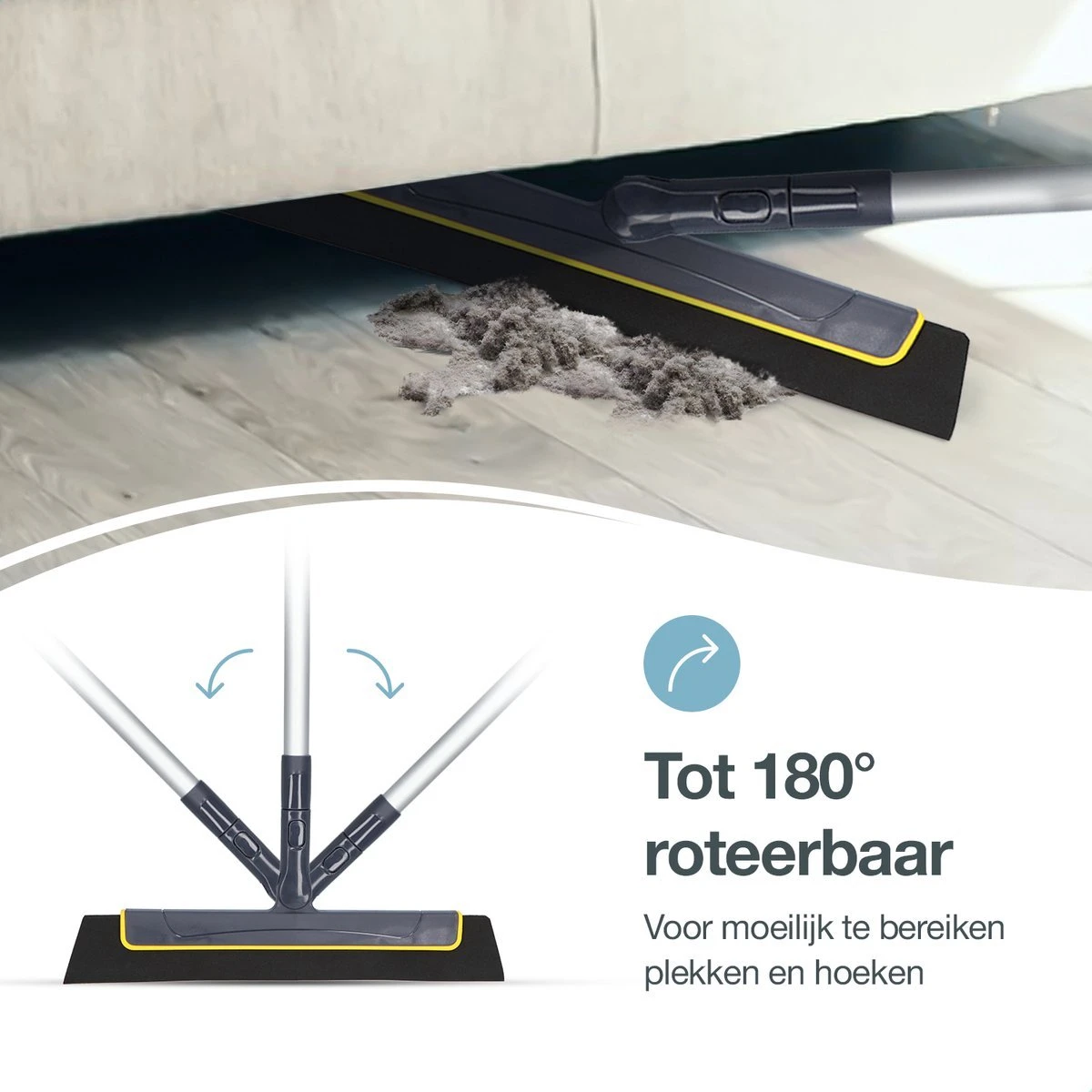 Merkloos Vloertrekker Met Steel - Perfect. Voor Vloer & Raam - Verstelbare Lengte - 180 Graden Draaibaar - Douchewisser - Vloerwisser - Verwijderbare Handgreep-130 Cm 4 Merkloos Vloertrekker Met Steel - Perfect. Voor Vloer & Raam - Verstelbare Lengte - 180 Graden Draaibaar - Douchewisser - Vloerwisser - Verwijderbare Handgreep-130 Cm - Afbeelding 4