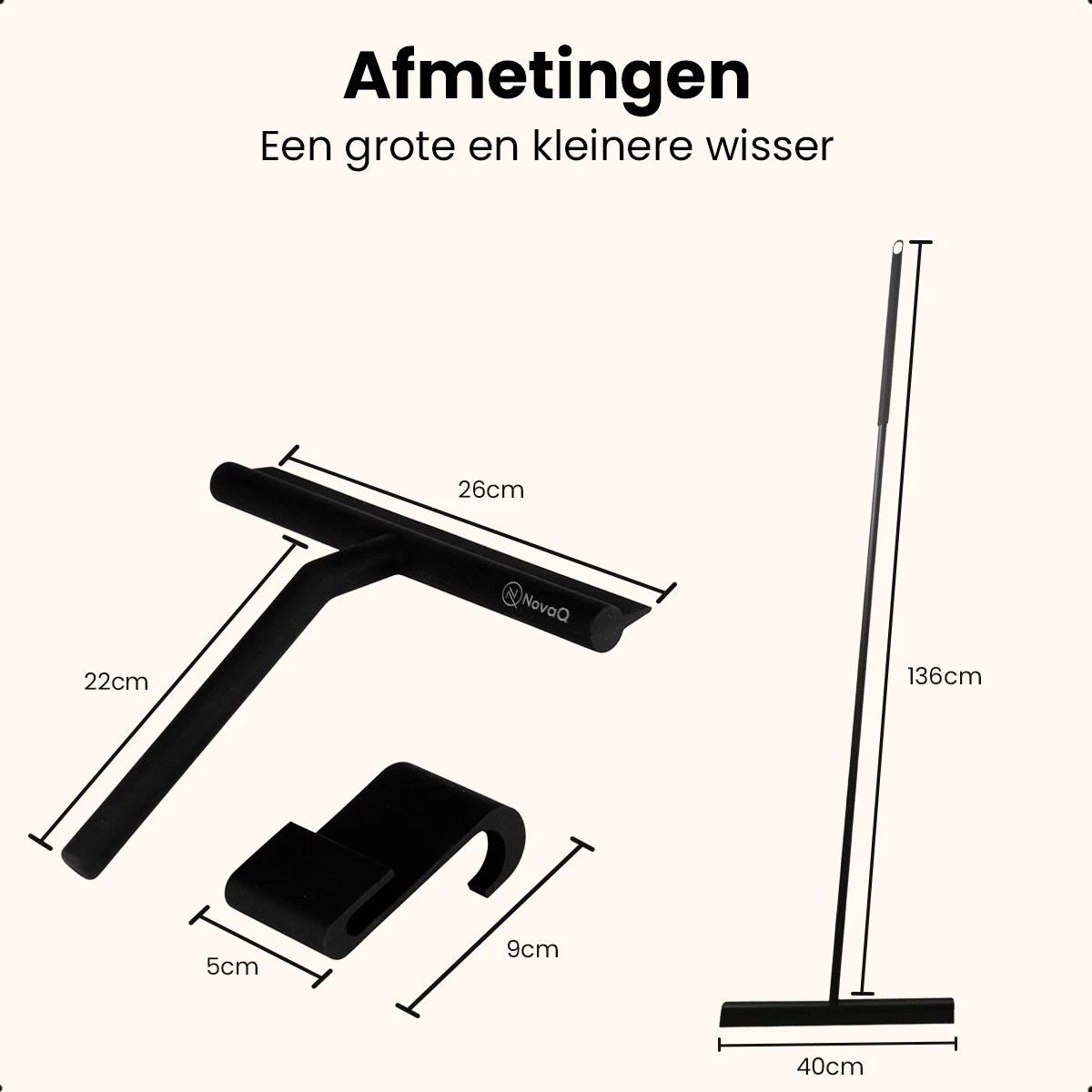 NovaQ® Vloerwisser Met Steel - Vloertrekker Met Steel - Douchewisser Zwart - Raamwisser Douche - Badkamer Trekker - Vloerwisser Zwart 2 In 1 Set Inclusief Ophanghaken 7 NovaQ® Vloerwisser Met Steel - Vloertrekker Met Steel - Douchewisser Zwart - Raamwisser Douche - Badkamer Trekker - Vloerwisser Zwart 2 In 1 Set Inclusief Ophanghaken - Afbeelding 7