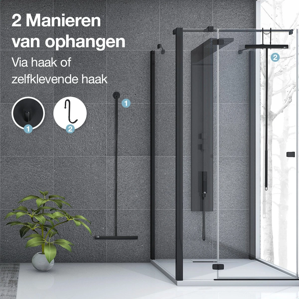 ACE Goods Vloertrekker Met Steel – Vloerwisser Badkamer - Trekker Douche – Raamwisser Verstelbaar – Watertrekker - Incl Ophanghaken 4 ACE Goods Vloertrekker Met Steel – Vloerwisser Badkamer - Trekker Douche – Raamwisser Verstelbaar – Watertrekker - Incl Ophanghaken - Afbeelding 4