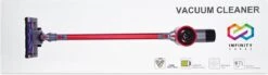 Infinity Goods Steelstofzuiger - Draadloos - 4-in-1 - Kruimelzuiger - Inclusief Accu En Oplader - 6500 PA Zuigkracht - Zonder Zak - Rood/Grijs -Huishoudelijke Benodigdheden 1200x335