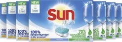 SUN® Sun All-in-1 Normaal Vaatwastabletten - 7 X 25 Tabletten - Voordeelverpakking -Huishoudelijke Benodigdheden 1200x417