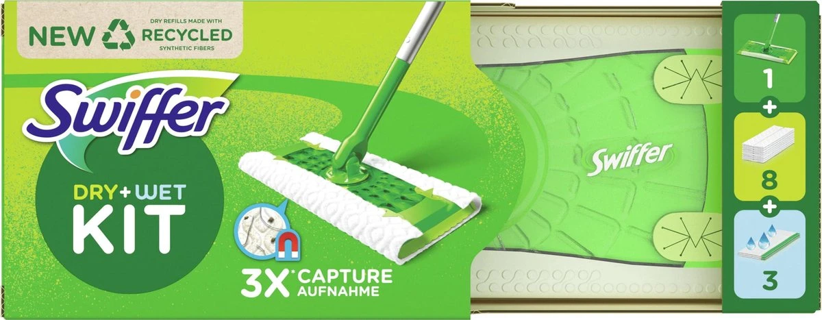Swiffer Vloerreiniger Starterskit - 1 Dweil, 8 Droge En 3 Vochtige Vloerdoekjes Navullingen 4 Swiffer Vloerreiniger Starterskit - 1 Dweil, 8 Droge En 3 Vochtige Vloerdoekjes Navullingen - Afbeelding 4