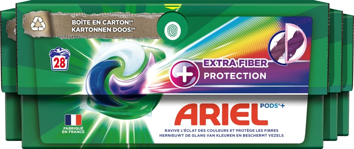Ariel Wasmiddel Pods + Extra Vezelbescherming - Kleur - 4 X 28 Wasbeurten - Voordeelverpakking 1 Ariel Wasmiddel Pods + Extra Vezelbescherming - Kleur - 4 X 28 Wasbeurten - Voordeelverpakking