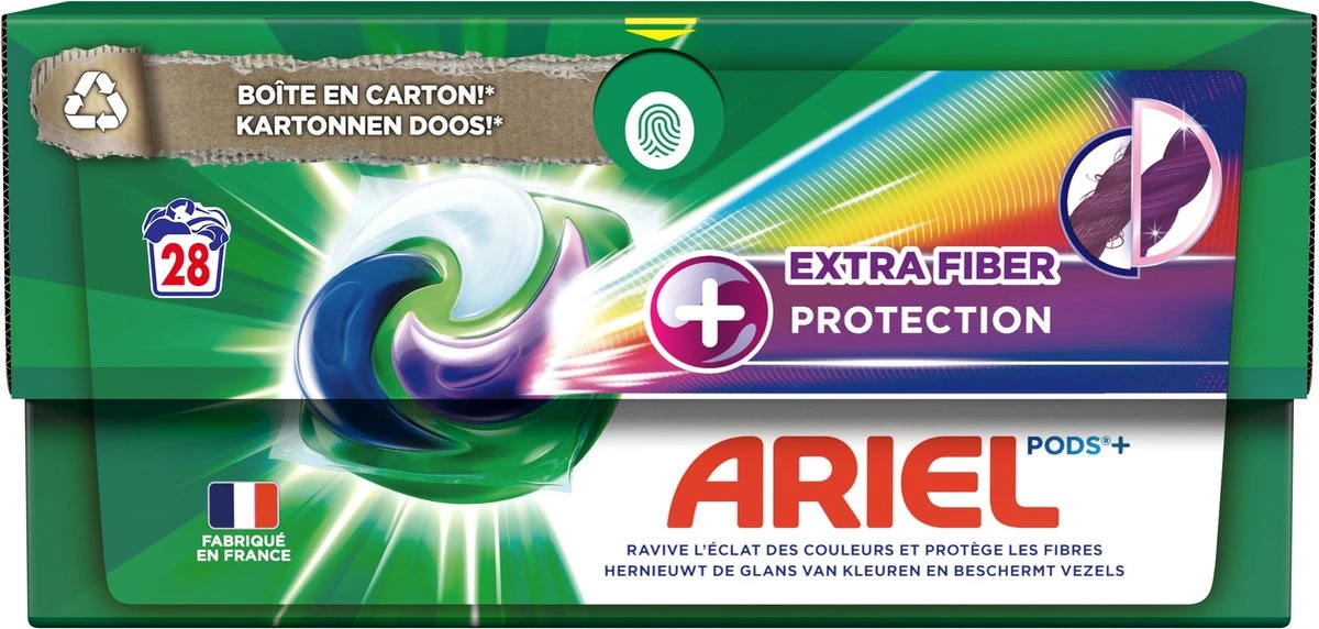 Ariel Wasmiddel Pods + Extra Vezelbescherming - Kleur - 4 X 28 Wasbeurten - Voordeelverpakking 5 Ariel Wasmiddel Pods + Extra Vezelbescherming - Kleur - 4 X 28 Wasbeurten - Voordeelverpakking - Afbeelding 5