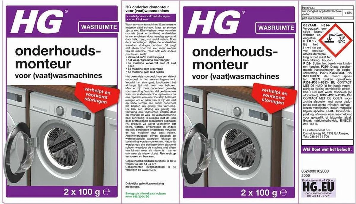 HG Onderhoudsmonteur - 2 X 100 Ml - Verhelpt En Voorkomt Storingen - Voor Een Langere Levensduur Van De Vaatwasser En Wasmachine - Biologisch Afbreekbaar 2 HG Onderhoudsmonteur - 2 X 100 Ml - Verhelpt En Voorkomt Storingen - Voor Een Langere Levensduur Van De Vaatwasser En Wasmachine - Biologisch Afbreekbaar - Afbeelding 2
