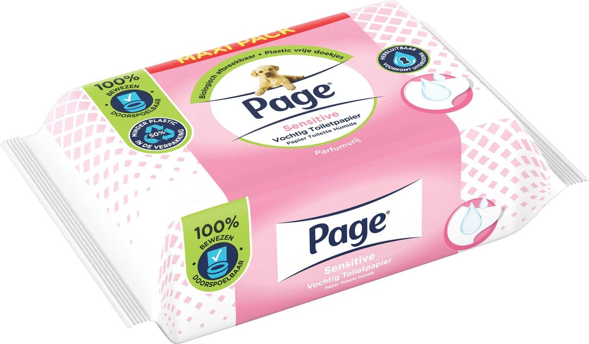 Page Vochtig Toiletpapier - 6 X 74 Stuks - Sensitive Maxi Vochtig Wc Papier - Voordeelverpakking 3 Page Vochtig Toiletpapier - 6 X 74 Stuks - Sensitive Maxi Vochtig Wc Papier - Voordeelverpakking - Afbeelding 3