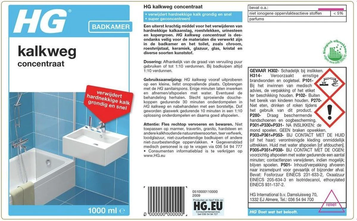HG Kalkweg Concentraat - 1 L - Krachtige Ontkalker - Geconcentreerd 2 HG Kalkweg Concentraat - 1 L - Krachtige Ontkalker - Geconcentreerd - Afbeelding 2
