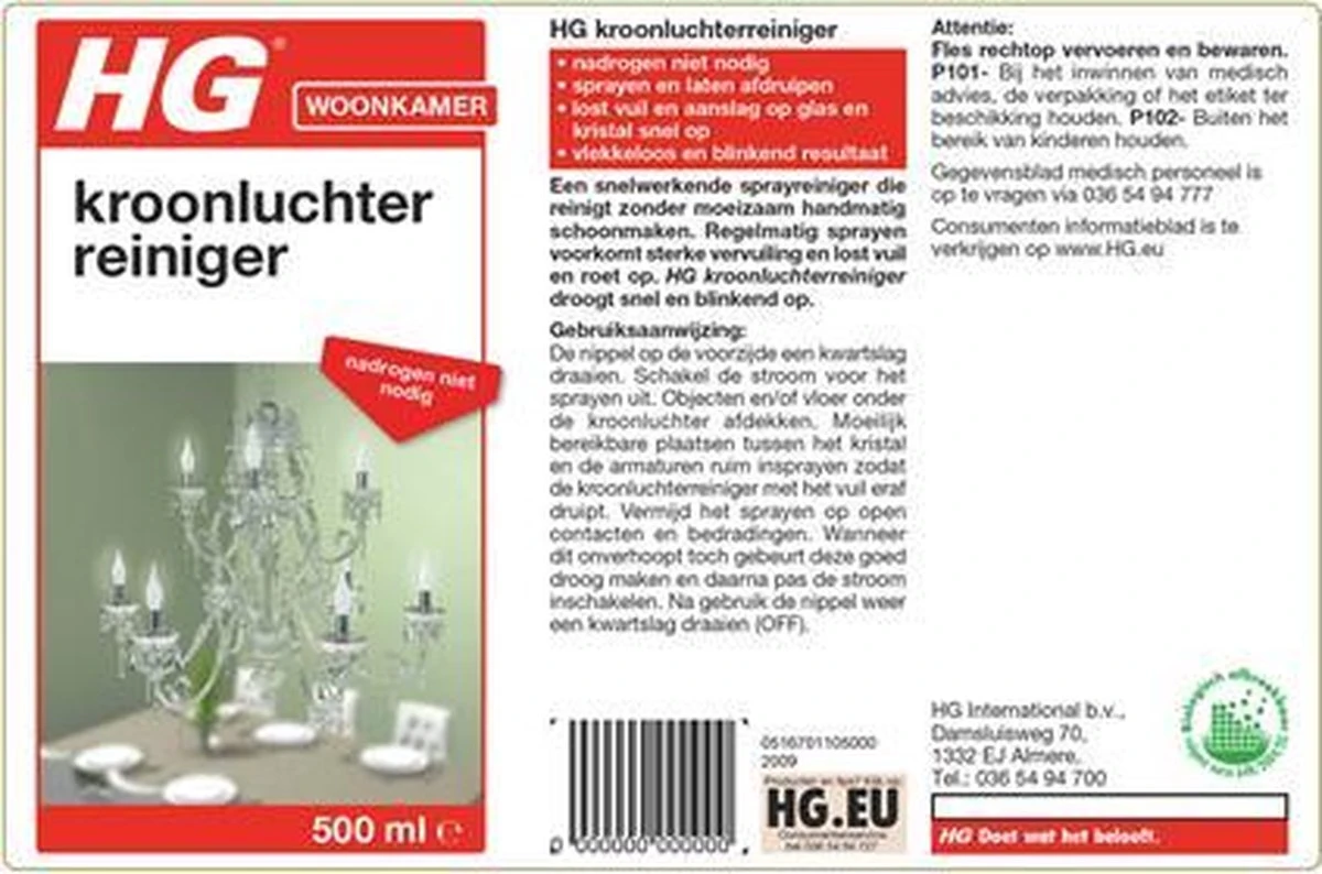HG Kroonluchter Reiniger - 500ml - Snel Een Vlekkeloos Resultaat 3 HG Kroonluchter Reiniger - 500ml - Snel Een Vlekkeloos Resultaat - Afbeelding 3