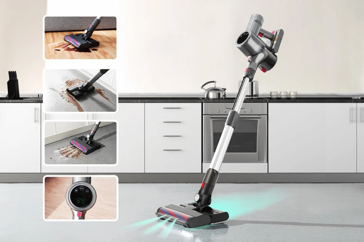 Swiss Pro+ Steelstofzuiger Met Dweil Functie - Afkoppelbare Dweil Functie - LED Display Touchscreen - 22KPA - 5 In 1 - Kruimeldief - Lange Batterijduur 6 Swiss Pro+ Steelstofzuiger Met Dweil Functie - Afkoppelbare Dweil Functie - LED Display Touchscreen - 22KPA - 5 In 1 - Kruimeldief - Lange Batterijduur - Afbeelding 6