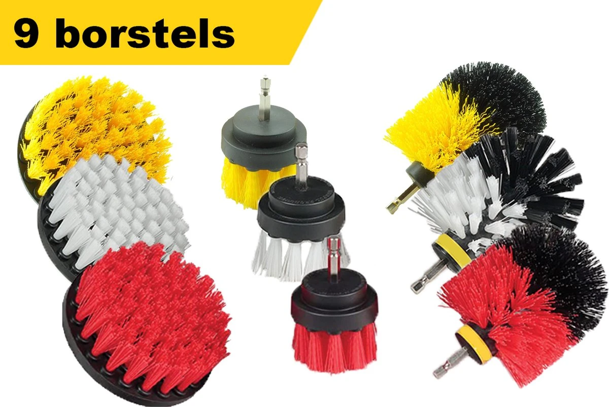 Kibani 9 Delige Borstelset Voor Boormachine - Wit, Rood, Geel - Voor Wielen, Tapijt, Bekleding, Beton En Steen | Schrobborstel – Boorborstel – Schuurborstel - Borstel Boormachine – Schoonmaakborstel – Reinigingsborstel – Tapijtreiniger - Borstelset 1 Kibani 9 Delige Borstelset Voor Boormachine - Wit, Rood, Geel - Voor Wielen, Tapijt, Bekleding, Beton En Steen | Schrobborstel – Boorborstel – Schuurborstel - Borstel Boormachine – Schoonmaakborstel – Reinigingsborstel – Tapijtreiniger - Borstelset