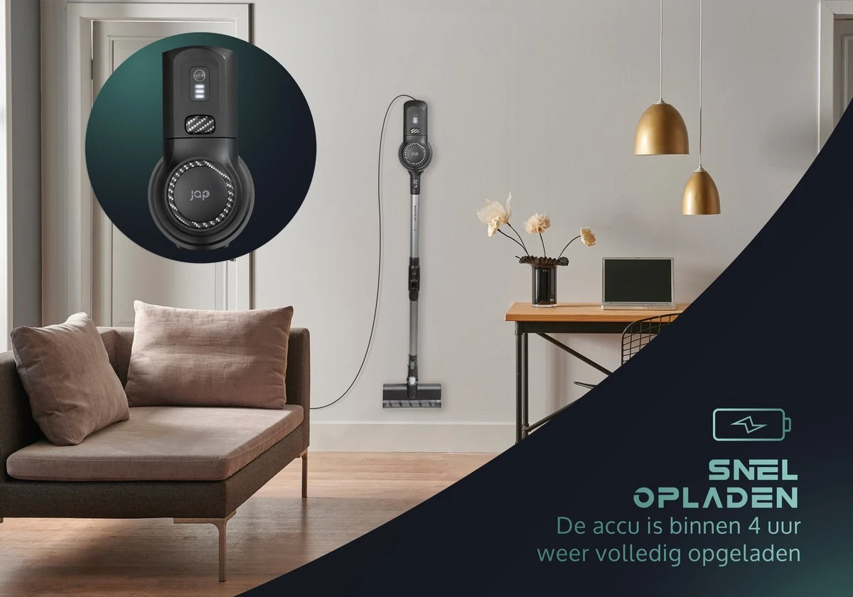 JAP Cyclone C3 - 4in1 Steelstofzuiger - Met Dweilfunctie - Anti-allergie - Snoerloos - Stofzuiger Zonder Zak - Verwisselbare Accu 8 JAP Cyclone C3 - 4in1 Steelstofzuiger - Met Dweilfunctie - Anti-allergie - Snoerloos - Stofzuiger Zonder Zak - Verwisselbare Accu - Afbeelding 8