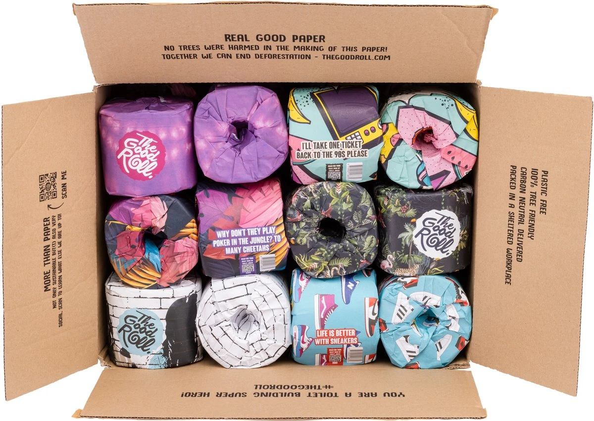 THE GOOD ROLL WC Papier - 24 Stuks - 250vel 3-laags - The Cheerful Choice- Duurzaam -100% Gerecycled 2 THE GOOD ROLL WC Papier - 24 Stuks - 250vel 3-laags - The Cheerful Choice- Duurzaam -100% Gerecycled - Afbeelding 2