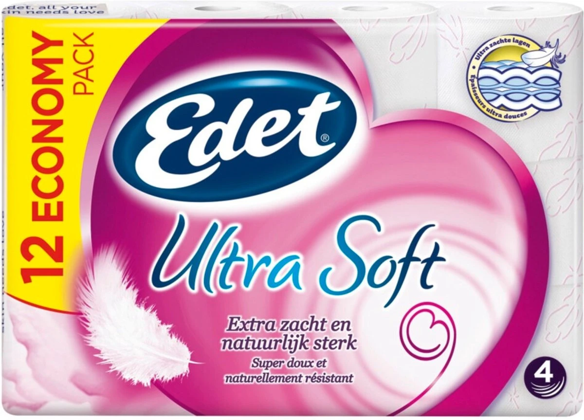 Edet Toiletpapier Ultra Soft 4 Laags 12 Rollen 1 Edet Toiletpapier Ultra Soft 4 Laags 12 Rollen