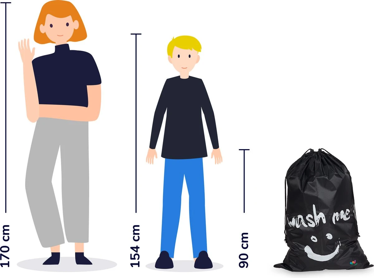 Wonair - Grote Waszak - Laundry Bag - Wash Me - 60x90cm - Zwart - Met Trekkoord 5 Wonair - Grote Waszak - Laundry Bag - Wash Me - 60x90cm - Zwart - Met Trekkoord - Afbeelding 5