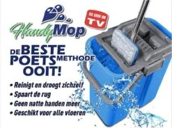 Handy Mop - Dweilsysteem - Vloerwisser - Emmer Met Wringer - Blauw -Huishoudelijke Benodigdheden 1200x896
