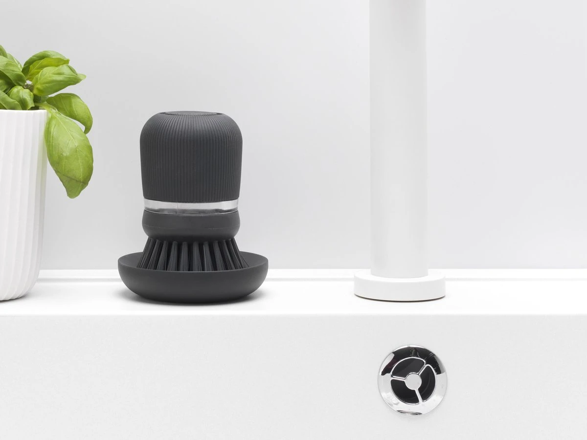 Brabantia Sink Side Afwasborstel - Met Zeepdispenser- Dark Grey 2 Brabantia Sink Side Afwasborstel - Met Zeepdispenser- Dark Grey - Afbeelding 2