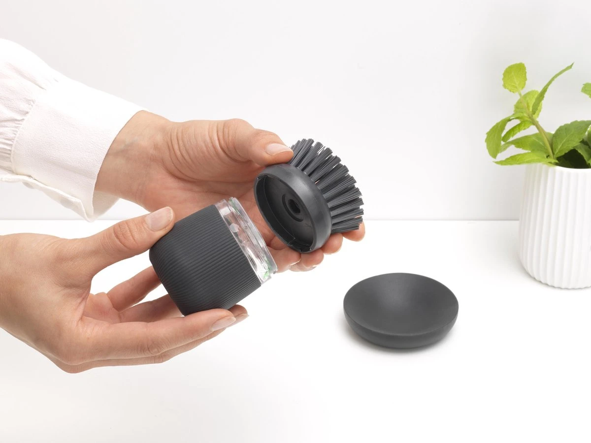 Brabantia Sink Side Afwasborstel - Met Zeepdispenser- Dark Grey 4 Brabantia Sink Side Afwasborstel - Met Zeepdispenser- Dark Grey - Afbeelding 4