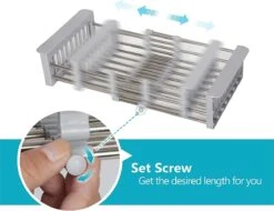 IBright Verstelbare Keukenrek - Gootsteen Mand - Afdruiprek – Vergiet – Verstelbaar In Lengte - Uitschuifbaar - RVS Grijs -Huishoudelijke Benodigdheden 1200x925 1