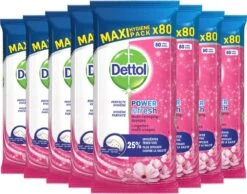 Dettol - Schoonmaakdoekjes - Power & Fresh - Kersenbloesem - 80 Stuks X8 -Huishoudelijke Benodigdheden 1200x942 2