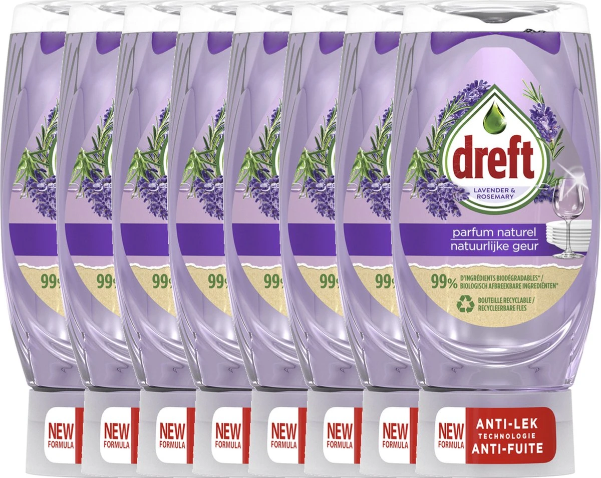 Dreft Natuurlijke Geur - Afwasmiddel - Lavendel & Rozemarijn - Ondersteboven Fles - Voordeelverpakking 8 X 370 Ml 1 Dreft Natuurlijke Geur - Afwasmiddel - Lavendel & Rozemarijn - Ondersteboven Fles - Voordeelverpakking 8 X 370 Ml