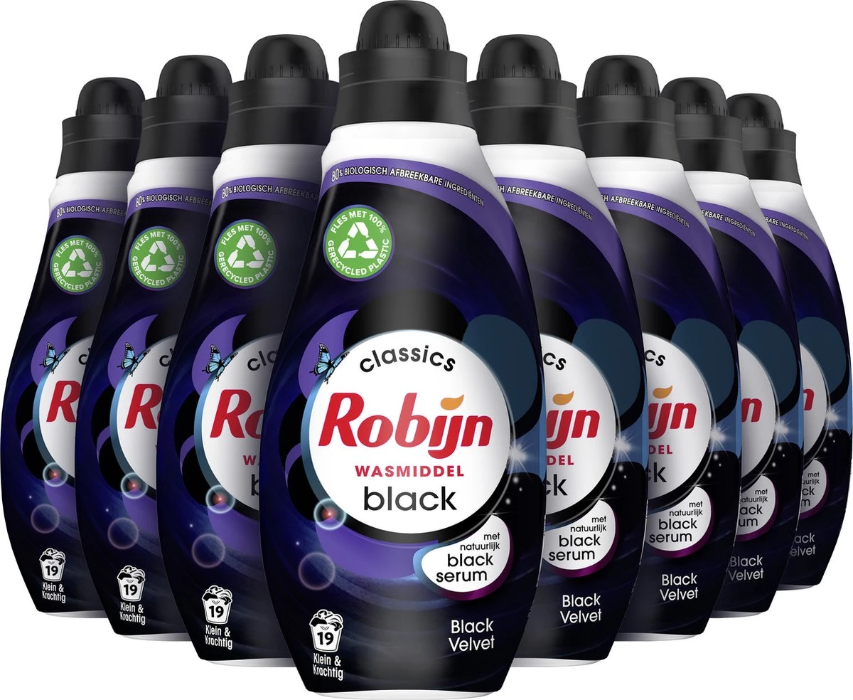 Robijn Klein & Krachtig Classics Black Velvet Vloeibaar Wasmiddel - 8 X 19 Wasbeurten - Voordeelverpakking 2 Robijn Klein & Krachtig Classics Black Velvet Vloeibaar Wasmiddel - 8 X 19 Wasbeurten - Voordeelverpakking - Afbeelding 2