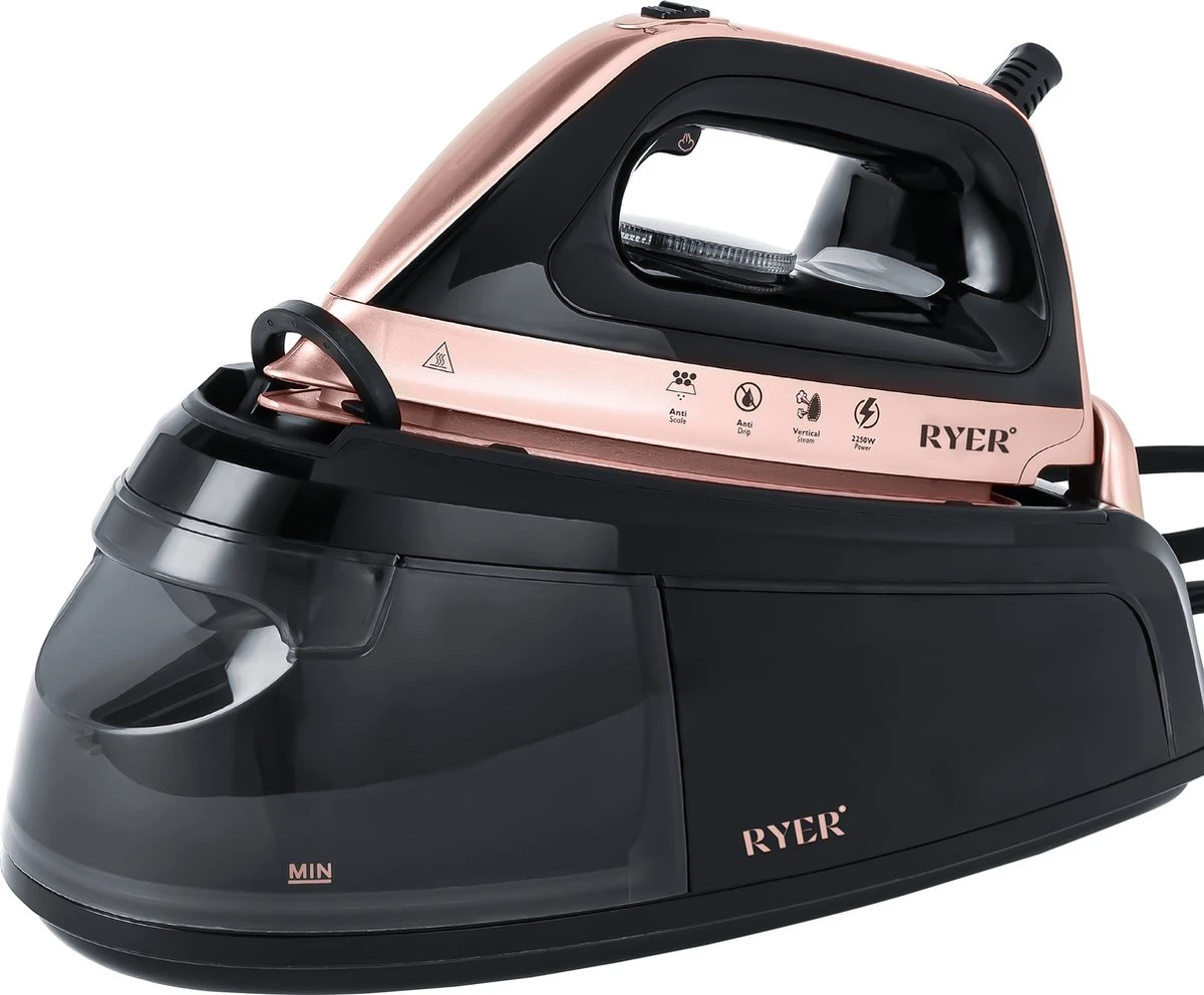 RYER Stoomstrijkijzer Met Stoomgenerator - Iron - Keramische Zoolplaat 1 RYER Stoomstrijkijzer Met Stoomgenerator - Iron - Keramische Zoolplaat