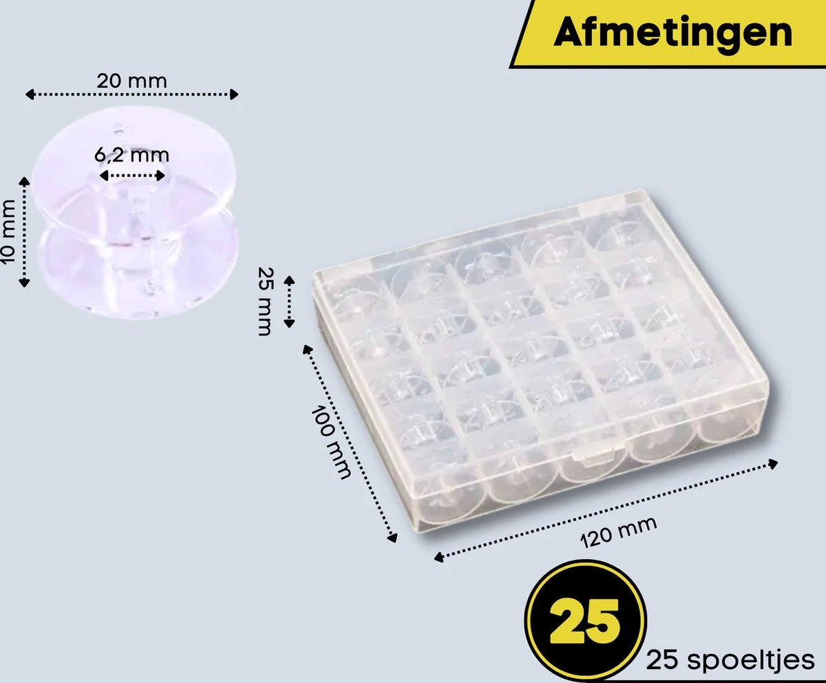 Merkloos Set Van 25 Professionele Naaimachine Spoelen - Sterke Universele Naaimachine Spoeltjes - 2 Bij 1 Cm - Spoelendoos - Naaien 2 Merkloos Set Van 25 Professionele Naaimachine Spoelen - Sterke Universele Naaimachine Spoeltjes - 2 Bij 1 Cm - Spoelendoos - Naaien - Afbeelding 2