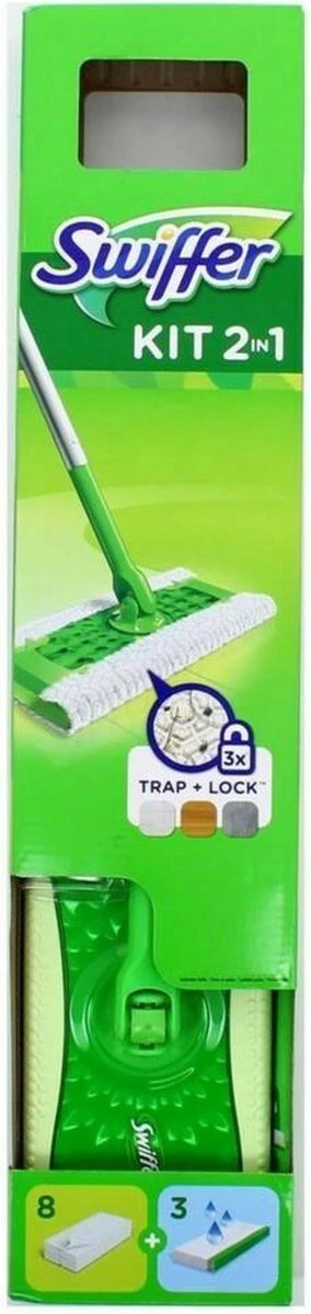 Swiffer Starterskit Vloerwisser Met 8 Stofdoeken En 3 Natte Doeken 1 Swiffer Starterskit Vloerwisser Met 8 Stofdoeken En 3 Natte Doeken