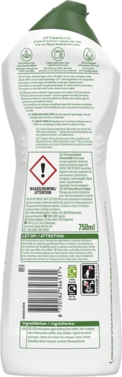 Cif CleanBoost Cream Original Schuurmiddel - 8 X 750 Ml - Voordeelverpakking -Huishoudelijke Benodigdheden 390x1200 5