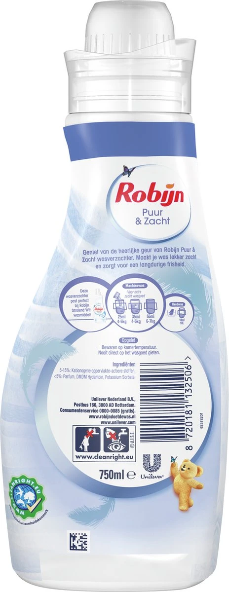 Robijn Puur & Zacht Wasverzachter - 8 X 30 Wasbeurten - Voordeelverpakking 2 Robijn Puur & Zacht Wasverzachter - 8 X 30 Wasbeurten - Voordeelverpakking - Afbeelding 2