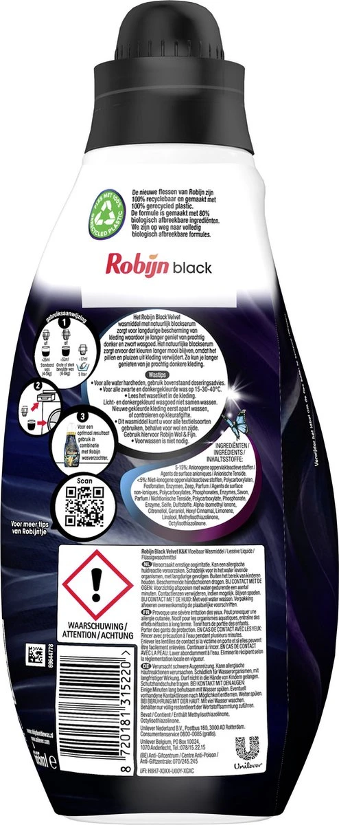 Robijn Klein & Krachtig Classics Black Velvet Vloeibaar Wasmiddel - 8 X 19 Wasbeurten - Voordeelverpakking 3 Robijn Klein & Krachtig Classics Black Velvet Vloeibaar Wasmiddel - 8 X 19 Wasbeurten - Voordeelverpakking - Afbeelding 3