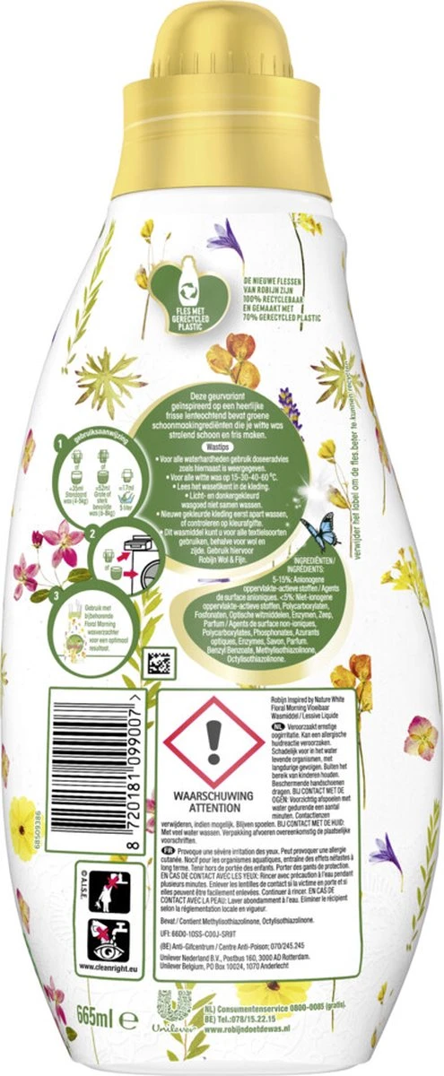 Robijn Klein & Krachtig Wit Floral Morning Vloeibaar Wasmiddel - 8 X 19 Wasbeurten - Voordeelverpakking 3 Robijn Klein & Krachtig Wit Floral Morning Vloeibaar Wasmiddel - 8 X 19 Wasbeurten - Voordeelverpakking - Afbeelding 3