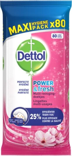 Dettol - Schoonmaakdoekjes - Power & Fresh - Kersenbloesem - 80 Stuks X8 -Huishoudelijke Benodigdheden 558x1200 2