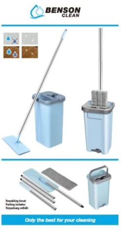 Benson Vloerwisser + Emmerset Compact + Microvezel Pad | Dweil -Huishoudelijke Benodigdheden 637x1200