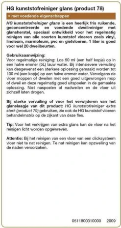 HG Kunststofreiniger Glans - Glansherstel - Geschikt Voor O.a. Pvc, Gietvloeren En Linoleum 6 HG Kunststofreiniger Glans - Glansherstel - Geschikt Voor O.a. Pvc, Gietvloeren En Linoleum -Huishoudelijke Benodigdheden 639x1200