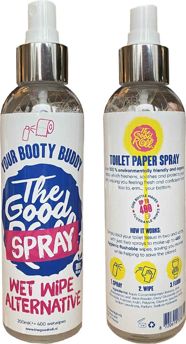 Your Booty Buddy - The Good Roll Toiletpapier Spray 200ml | SPRAY - WIPE - FLUSH 2 Your Booty Buddy - The Good Roll Toiletpapier Spray 200ml | SPRAY - WIPE - FLUSH - Afbeelding 2