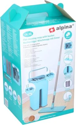 Alpina Platte Mop Met Emmer - Incl. 2 Microvezeldoeken - Voor Harde Vloeren - 360° Draaibaar 36 Alpina Platte Mop Met Emmer - Incl. 2 Microvezeldoeken - Voor Harde Vloeren - 360° Draaibaar -Huishoudelijke Benodigdheden 732x1200