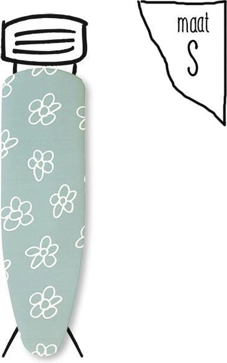 Strijkhoes Groen Met Witte Bloemen - Maat S 1 Strijkhoes Groen Met Witte Bloemen - Maat S