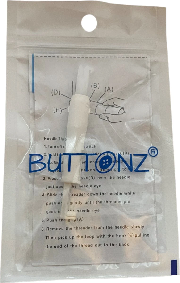 Buttonz® - Naaimachine Draaddoorhaler Wit - Draad Rijger - Naalddoorsteker - Draaddoorsteker - Naaldbedrader Handig Draad Door Naald Hulp Tool Naaldinrijger 5 Buttonz® - Naaimachine Draaddoorhaler Wit - Draad Rijger - Naalddoorsteker - Draaddoorsteker - Naaldbedrader Handig Draad Door Naald Hulp Tool Naaldinrijger - Afbeelding 5
