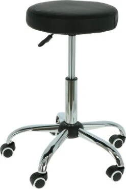 Alora Tabouret Op Wielen - Zadelkruk - Zwart - Kruk – Kapperskruk - Draaikruk - Werkkruk - Verstelbaar