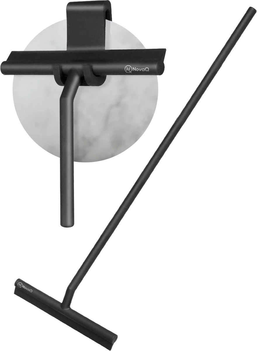 NovaQ® Vloerwisser Met Steel - Vloertrekker Met Steel - Douchewisser Zwart - Raamwisser Douche - Badkamer Trekker - Vloerwisser Zwart 2 In 1 Set Inclusief Ophanghaken 1 NovaQ® Vloerwisser Met Steel - Vloertrekker Met Steel - Douchewisser Zwart - Raamwisser Douche - Badkamer Trekker - Vloerwisser Zwart 2 In 1 Set Inclusief Ophanghaken